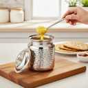 KSJONE Stainless Steel Hammered Oil and Ghee Container for Kitchen I Multipurpose Oil Container with Lid I Capacity of 17 oz