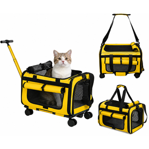 Puffluv Pet Carrier with Wheels for Small Dogs and Cats,Airline Approved Rolling Cat Carrier