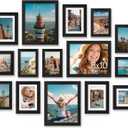 Vittanly 15 Pack Picture Frames Collage Wall Decor, Wall/Tabletop Display | Black, Multi-Size Gallery Wall Frame Set: 3pcs 8x10, 6pcs 5x7, 6pcs 4x6. Picture Frame Set for Family