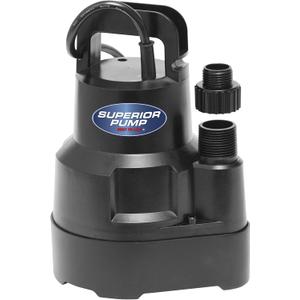 Superior Pump 91014 1/4 HP High Flow Thermoplastic Utility Pump, Black