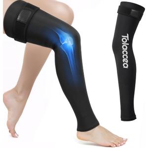 Tolaccea Full Leg Ice Pack Wrap with 360 Coverage with Strap for Muscle Recovery After Exercise, Ice Pack Wrap Around Entire Leg for Pain Relief, Foot Calf and Thigh Legs Shins Hamstrings (Large)
