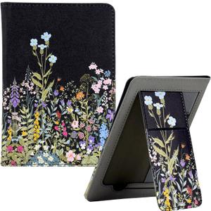 KEROM Universal 6 inch eReader Case, Universal eReader Case 6 inch, PU Leather Stand Cover with Hand Strap for All 6'' Kindle/Kindle Paperwhite/Kobo/Tolino/Nook/Sony/InkBook E-Book Reader, Flowers (Floral)