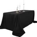 Ascoza 2pack 90x156 Inch Black Rectangular Tablecloth 8 Feet Table Cloth in Polyester Fabric for Wedding/Banquet/Restaurant/Parties