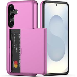 Nvollnoe for Samsung S25 Plus Case with Card Holder Dual Layer Heavy Duty Protective Case Hidden Card Slot Slim Wallet Cover for Samsung S25 Plus 6.7''(Hot Pink)
