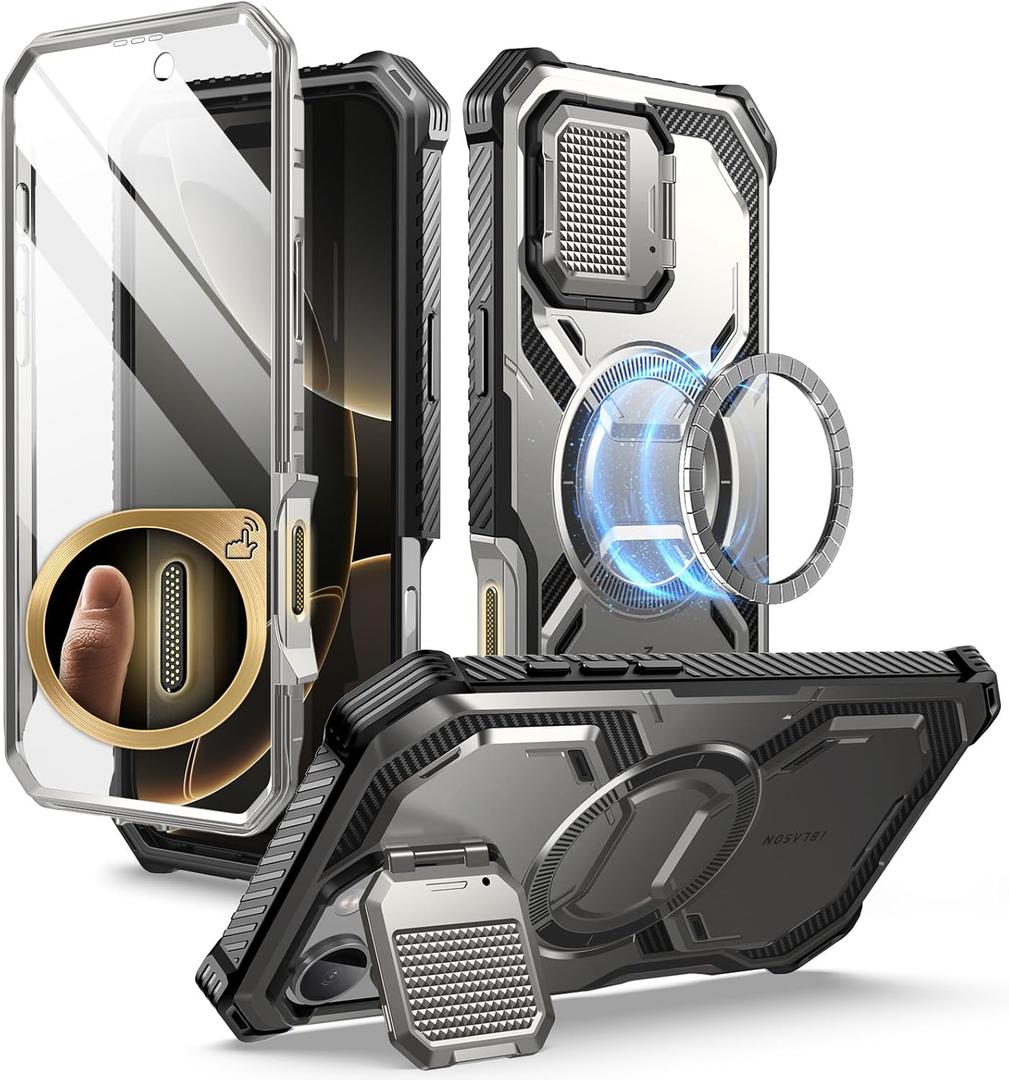 i-Blason for iPhone 16 Pro Case MagSafe, [Camera Control Button] [Built-in Screen Protector] [Camera Cover Stand], Military Protection Phone Case for iPhone 16 Pro, Armorbox Series, Tigray