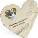 Basic Fundamentals Heart-Shaped Pet Memorial Stone with 2x3 Photo Frame, Quote and Paw Print Design - Indoor Outdoor Animal Loss Pet Memorial Stones - Sympathy Gifts for Dog, Cat, or Pet Loss - Cream
