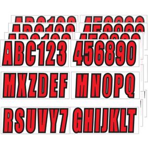 24 Sheets 3 Inch Self Adhesive Vinyl Letters Numbers Stickers for Boat Engine Mailbox House Address Crafts Car Poster Classroom Home Door Window Decor Red