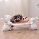 Easter Decor Bunny Cake Stand, Ceramic Rabbit Cakecup Stands,Cake Stands for Party Wedding,Cupcake Stand,Cake Plate,Easter Home Decorations Gift(8 Inch 3 Rabbit)