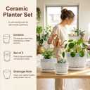 Gray Flower Pots, Texture Ceramic Plant Pots for Indoor Plants Set of 3, 6.7"+5.5"+4.1"