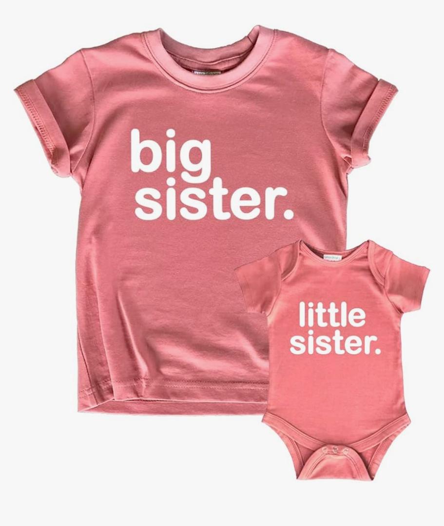 big sister little sister matching outfits shirts set baby toddler newborn girls Size: Kid (5T) / Baby (3-6M)