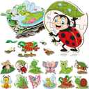 WinnerWhy 24 Pack Insect Party Favors Puzzles for Kids Bugs Jigsaw Animals Puzzles for Kids Spring Butterfly Bee Caterpillar Critter Jigsaw Toy for Classroom Exchange Gifts Preschool Educational Toys