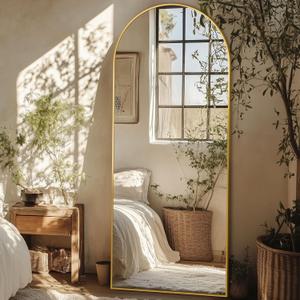 Full Length Mirror, 59"x18" Oversized Arched Mirror Large Standing Mirror, Tall Mirror Body Floor Mirror Wall Mirror Hanging Mirror for Bedroom Living Room Aluminum Frame,Gold