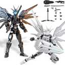 T13 Action Figure 2-Pack Set, Titan 13 Robot 3D Printed Already Assembled Collectible Toy with Dummy 13 Figure for 6 7 8 9 10 11 12 Years old Kids Gift, Titan13 & T-13 Model Kit for Kids & Adults (Black and White)