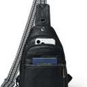 Sling Bag For Women Faux Leather Small Casual Daypack Backpack Fanny Pack Crossbody Chest Bags Purse (7L, 7l-black)