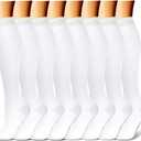 CHARMKING Compression Socks for Women & Men Circulation (8 Pairs) 15-20 mmHg is Best Support for Athletic Running,Hiking (Large-X-Large, 07 White/White/White/White/White)