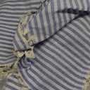 Blue & White Striped Tablecloth With Fringe