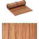 StrongTek Teak Bath Mat, Roll-Up, 35.4 x 19 in, Pre-Oiled, Non-Slip Pads