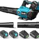 Seesii 40V Leaf Blower Cordless, 680CFM/210MPH Brushless Motor with 2 * 5200 mAh Batteries and 2*Chargers, Variable Speed Control & Turbo Button, Electric Blower for Lawn Care/Debris/Dust (Dark Blue)
