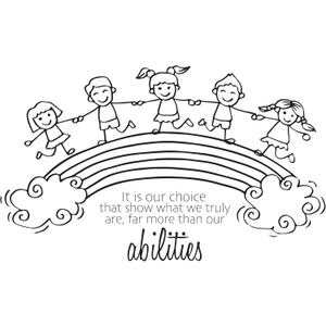 Children Our Choice Show What We Truly are Uplifting Quote Wall Decal Decoration Beautiful Rainbow Cute Happy Children Playing Lasts Years and Easily Removable - Size: 40 in(W) x 24 in(H)