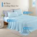 DOWNCOOL Cooling Sheets Queen, Cooling Bed Sheets for Hot Sleepers and Night Sweats, Q-Max>0.4, 4-Piece Soft & Breathable Summer Queen Sheet Set, 15" Deep Pocket with Elastic, Blue