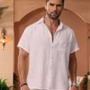 KYKU Men Shirts Button Down Short Sleeve Casual Summer Beach Vacation Clothing (XXL)