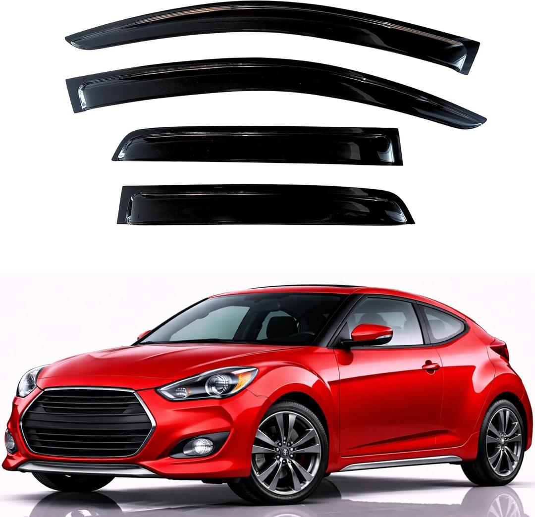 KPY Rain Guards Fit for 2011-2018 Hyundai Veloster, Out-Channel Window Visors Vent Wind Deflectors 4PC, Car Accessories for 11-18 Veloster