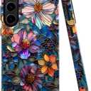 Case for Samsung Galaxy S23 Plus, Colorful Floral Flower Art Phone Case Drop Resistant Glossy 2 in 1 Solid Dual-Layer Cover for Girl Women