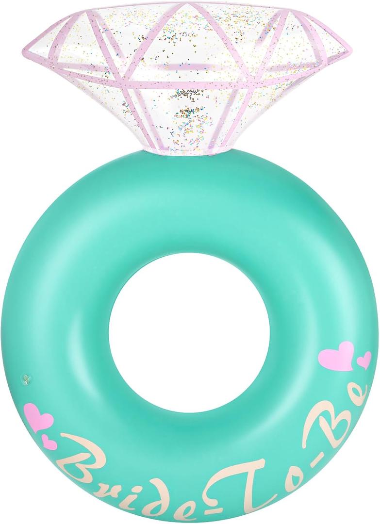 HeySplash Pool Floats, Inflatable Pool Float, Large Floatie for Bachelorette Party, Swim Tube River Lake Beach Bride Wedding Decor Fun Toy Raft Adults (D-Diamond Ring Float-Green)