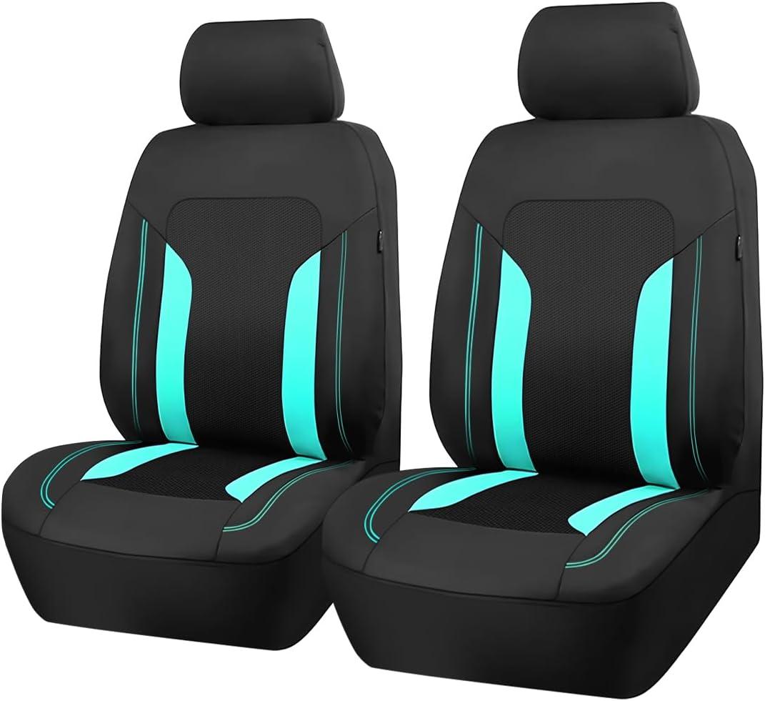 Car Front Seat Covers, Breathable Vehicle Seat Protectors with Mesh Construction and Foam Padding, Comfort Automotive Interior Chair Cover, Universal for SUV RV Truck (Mint Green)