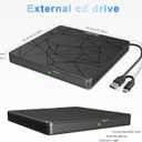 External DVD Drive USB 3.0 USB-C CD Burner CD/DVD Player Optical Drive, Portable CD DVD Disc Copier for Laptops and PC Compatible with Windows 7/8/10/11, Linux, and Mac OS
