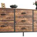 Huuger Dresser with 7 Fabric Drawers, 47 Inch Dresser TV Stand for 43, 50, 55 Inch TV, Metal Frame, for Bedroom, Clothing, Rustic Brown