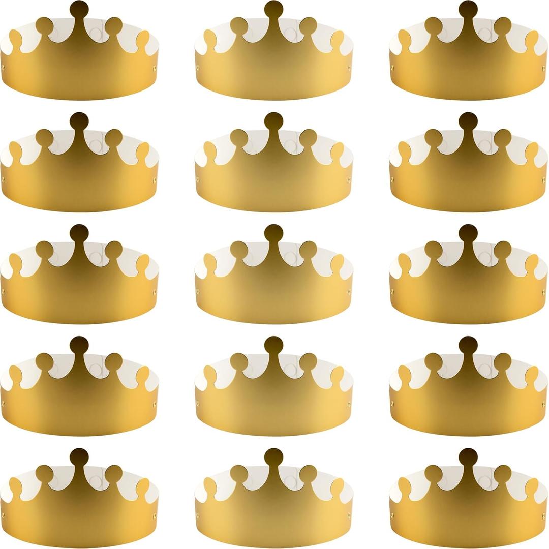 25 Pieces Golden King Crowns Foldable Paper Party Crown Hat Gold Foil Cap for Birthday Celebration Baby Shower Photo Props (Universal)