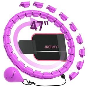 JKSHMYT Smart Weighted Fit Hoop Plus Size for Adults Weight Loss, Hula Circle-2 in 1 Infinity Fitness Hoop, 24 Links Detachable & Size Adjustable, with Waist Trainer for Women