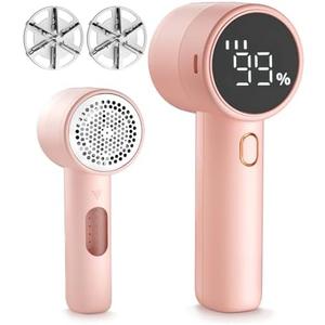 Fabric Shaver, 2 in 1 Rechargeable Sweater Shaver with Lint Roller, Magnetic Cap, Digital Display, 2 Extra Blades, Defuzzer for Clothing Furniture Couch (Iovry)
