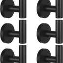 Kruodop Towel Hooks for Bathroom,6 Packs Wall Mount Towel Holder,Black Matte Wall Robe Hook,Stainless Steel Heavy Duty Door Hanger Towel Hook for Kitchen, Bedroom,Hotel,Pool,Coats - Black