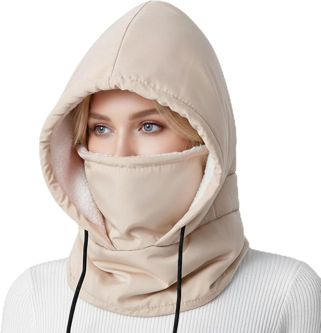Windproof Fleece Balaclava for Women & Men: Water-Resistant Thermal Ski Mask Face Cover, Warm Hood