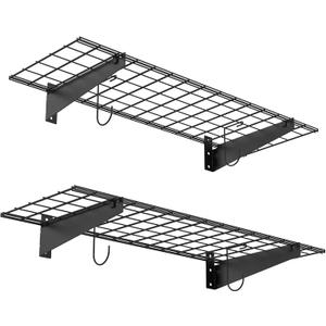 TORACK 2 Pack Garage Wall Shelves, 15" x 45" Wall Mounted Wire Shelves for Garage Heavy Duty Wall Shelving(Pack of 2, Black)