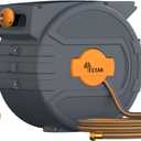 Retractable Garden Hose Reel 1/2 in x65 ft, Garden Water Hose Reel with 10- Function Sprayer Nozzle, Any Length Lock/Automatic Slow Return System,180° Swivel Bracket