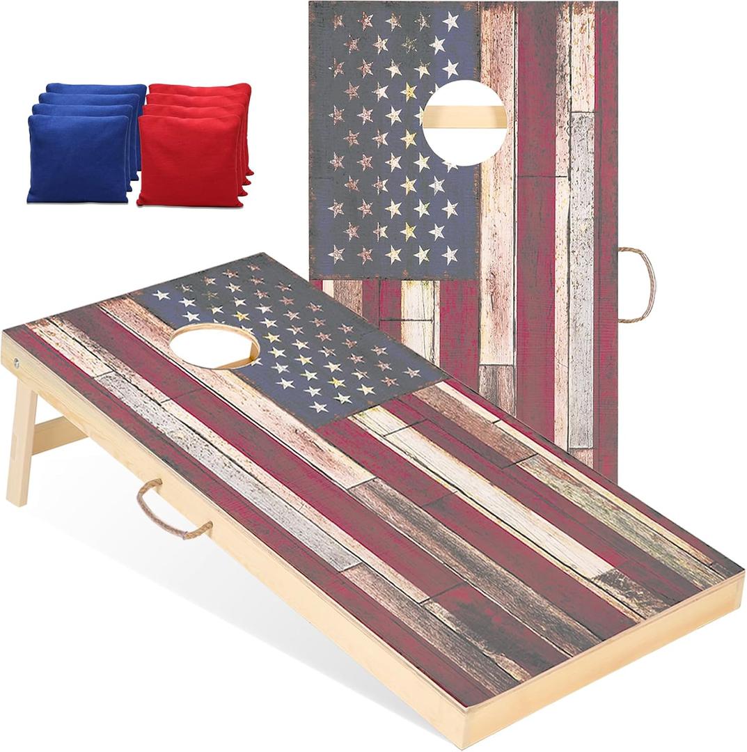 Sportdo 4x2 ft Solid Wood Cornhole Board Set with 8 Bean Bags