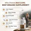 iMATCHME Grass Fed Beef Organ Supplement with Beef Liver & Adrenals, R-Lipoic Acid for Liver Detox, Antioxidant, Energy & Overall Health, 60 Count (Pack of 1) | Easy to Swallow | for Women and Men