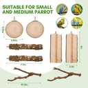 8pcs Brid Perch Bird Cage Accessories 2 Natural Grape Stick Paw Grinding Fork 6 Parrot Stand Bird Toys for Parakeets, Cockatiels, Conure, Budgies