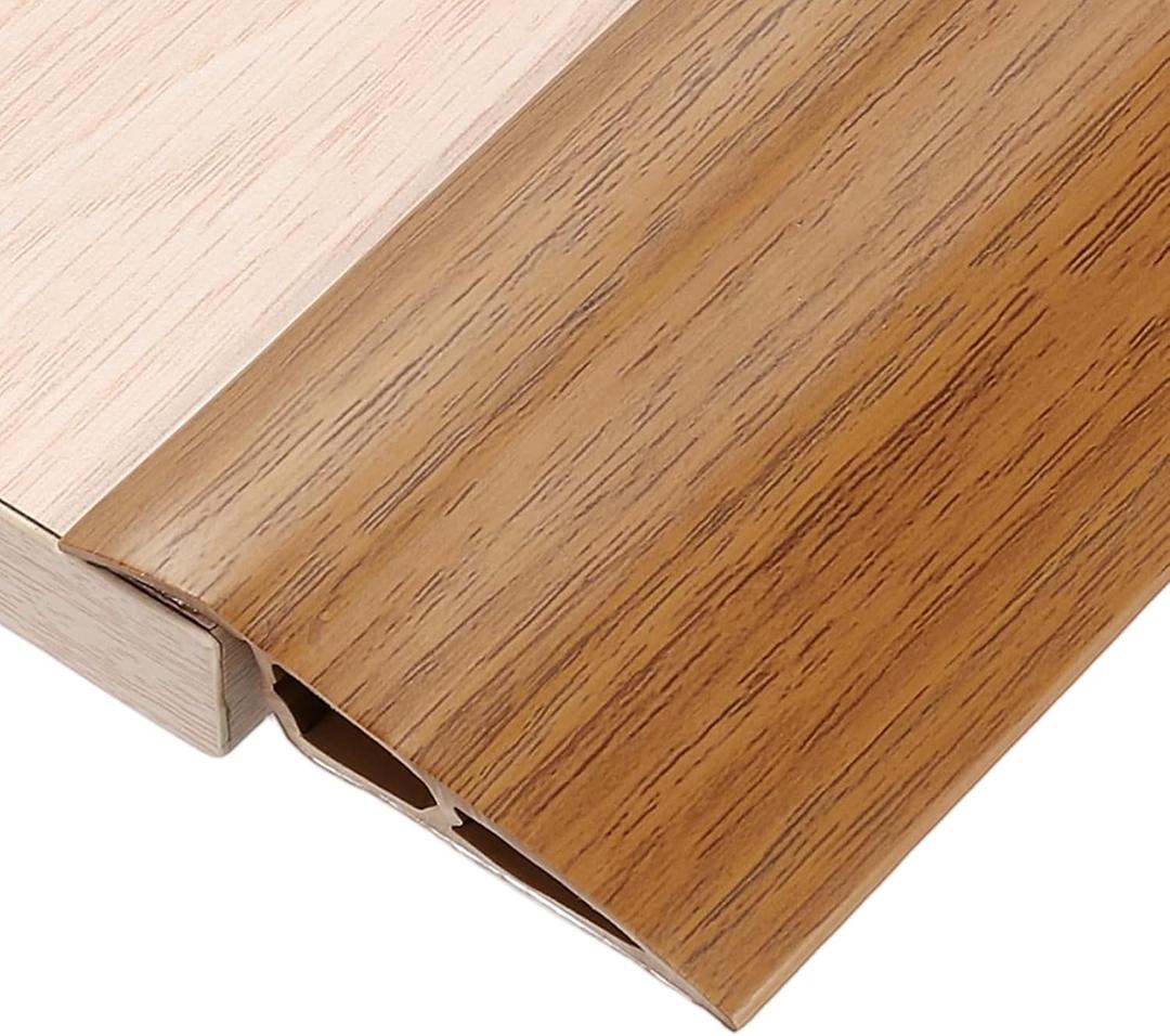 uxcell 6.56Ft x 2.8" x 0.71" Floor Transition Strip, Self Adhesive Carpet Edge Strip, Vinyl Gap Cover, Laminate Edge Trim for Uneven Surfaces from 1/2" to 9/16", Yellow Wood Grain