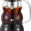 Cold Brew Coffee Maker, 34 oz Heat Resistant Borosilicate Glass Cold Brew Pitcher, Iced Coffee Maker with Stainless Steel Filter and Silicone Sealed Lid