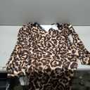 SweatyRocks Women's Long Sleeve Lace Deep V Neck Ruched Cheetah Print Bodycon Midi Dress Leopard Brown X-Large