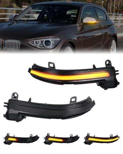 PWOBVZ Dynamic LED Side Mirror Sequential Turn Signal Lights for BMW 1 2 3 4 Series F30 F20 F21 F22 F32 F33 E84 X1 i3, Smoked Lens Side Marker Blinkers Mirror Light Indicator Lamp, Pack of 2