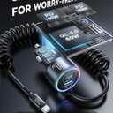 200W Car Charger USB C, PD100W Fast Charge w/100W Type C Fast Charging 5FT Coiled Cable, PD3.0/QC4.0/PPS Cigarette Lighter Phone Adapter for iPhone 17/16 ProMax, MacBook Pro/Air, Samsung S26/S25, iPad