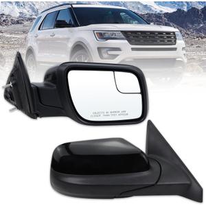 Right Passenger Side Mirror Compatible With 2011 2012 2013 2014 2015 2016 2017 2018 2019 Ford Explorer With Manual Folding Power Glass Black Replace#GB5Z17682AB(3Pins)