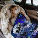 Blue Flower Butterfly Sugar Skull Fleece Throw Blanket  Soft Warm Lightweight Blanket for Women & Men Boys Girls Pets Cozy Couch, Bed, Travel, Airplane, Car Blanket Gift 50"x40"