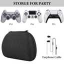 GEEKRIA Travel Case Compatible with Sony PlayStation 5 Dual Sense Wireless Controller, Hard Shell Carrying Bag, Protective Storage with Internal Mesh Pocket (Dark Gray)