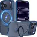 Ultra-Magnetic Stand for iPhone 17 Pro Max Case [Military Drop Protection] [Compatible with MagSafe] Shockproof Translucent Matte Slim Ring Holder Case for iPhone 17 Pro Max (Blue)